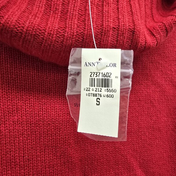 NWT Ann Taylor 100% Cashmere Cowl Neck Sweater Size S Knit Pullover Red Holiday - Picture 5 of 7